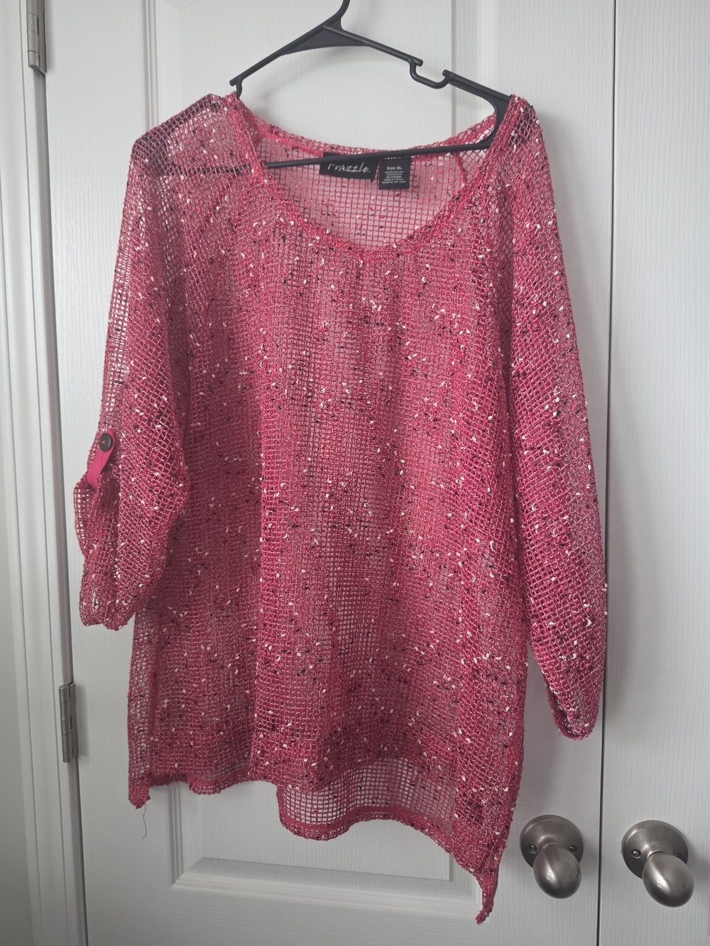 Frazzel Pink Open-Knit Pullover Top Size Xl